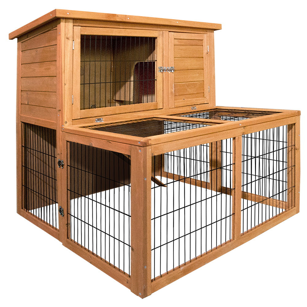 i.Pet Chicken Coop 96cm x 96cm x 100cm Rabbit Hutch Large Run Wooden Cage Outdoor House