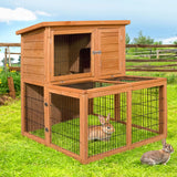 i.Pet Chicken Coop 96cm x 96cm x 100cm Rabbit Hutch Large Run Wooden Cage Outdoor House