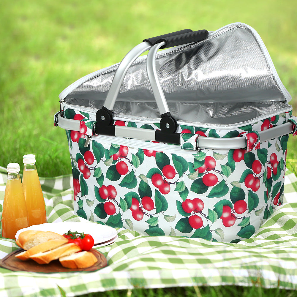 Alfresco Picnic Basket Folding Bag Hamper Insulated Food Cover Storage