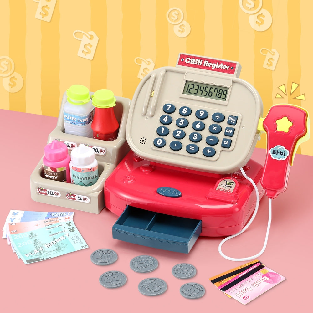 Colorful Kids' Cash Register Play Set with Accessories and Sound Features