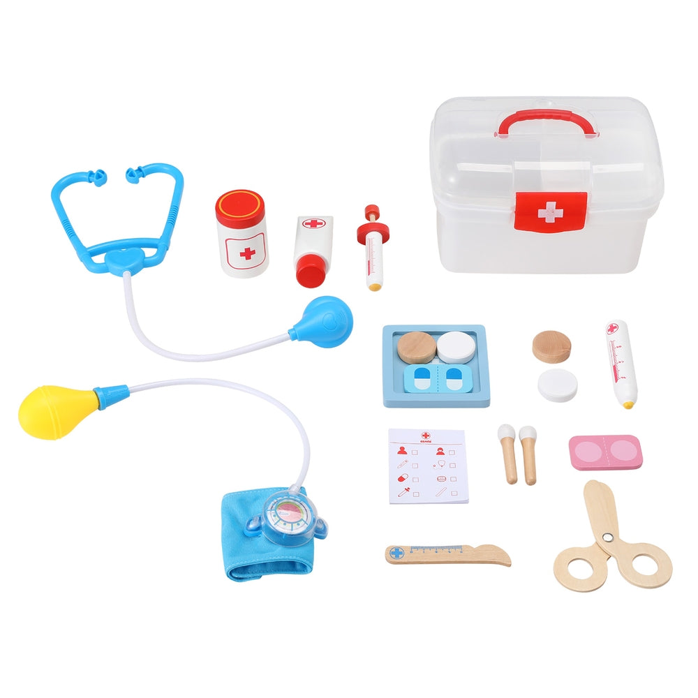 Keezi Kids Medical Pretend Playset with Stethoscope and 16 Accessories for Aspiring Young Doctors