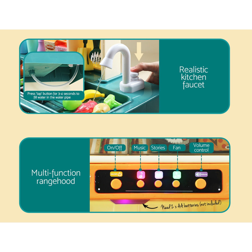 Keezi Interactive Kids Cooking Play Kitchen with Lights, Sounds, and Accessories