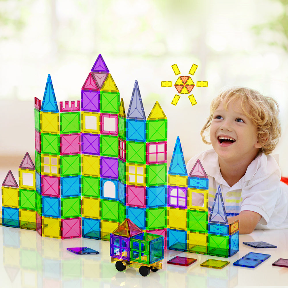 Keezi 120-Piece Magnetic Building Tiles Set for Kids - Educational STEM Toys Gift