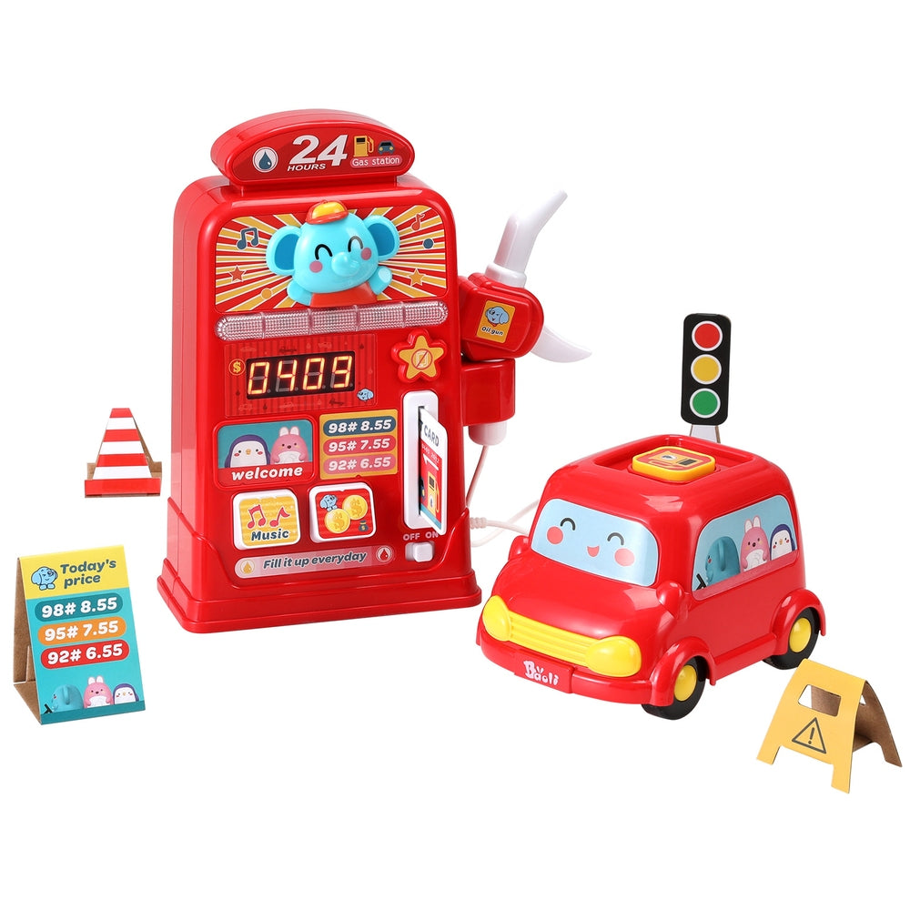 Keezi Kids Interactive Gas Station Playset with Sound and Music for Pretend Play