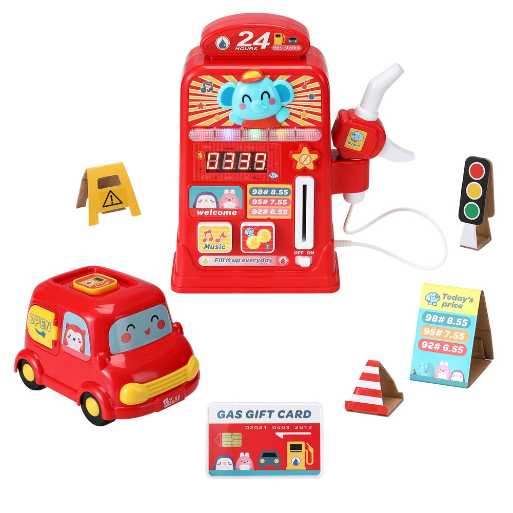 Keezi Kids Interactive Gas Station Playset with Sound and Music for Pretend Play