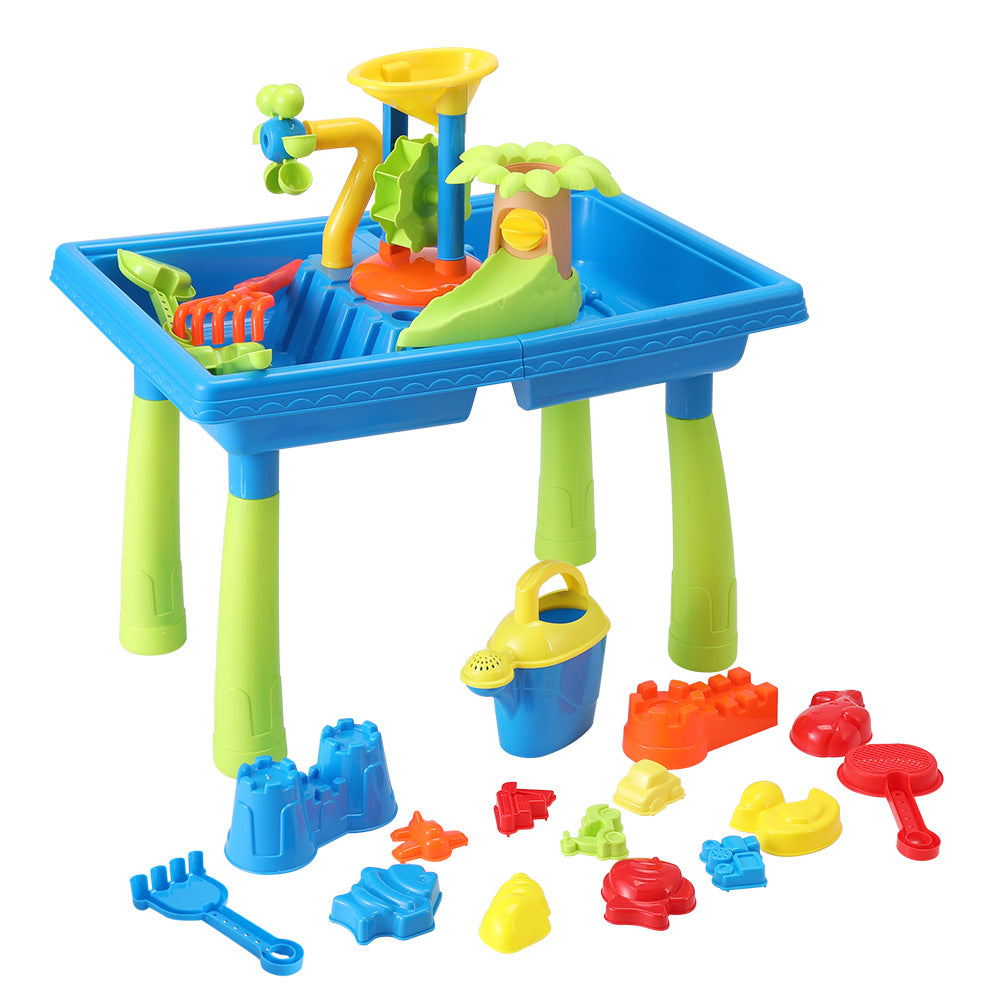 Keezi Kids Outdoor Sand and Water Play Table with Windmill and Shovel