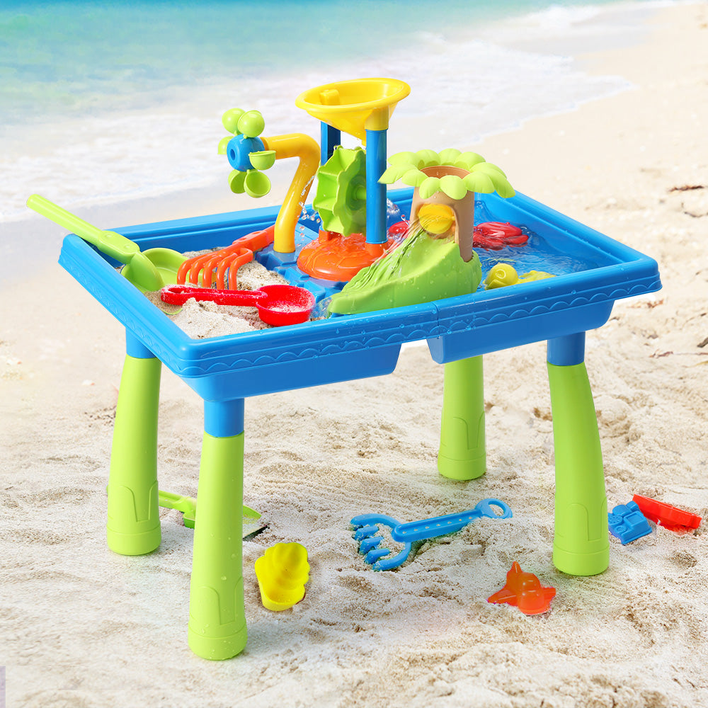 Keezi Kids Outdoor Sand and Water Play Table with Windmill and Shovel