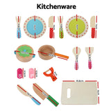 Wooden Kids Kitchen Playset with Magnetic Pretend Food and Cooking Utensils