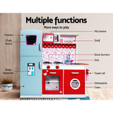 Keezi Kids Kitchen Play Set Wooden Pretend Toys Cooking Children Fridge Oven Red