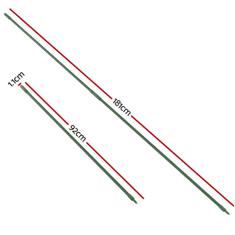 Metal Plant Support Stakes Set - 24 Green 92cm Garden Supports