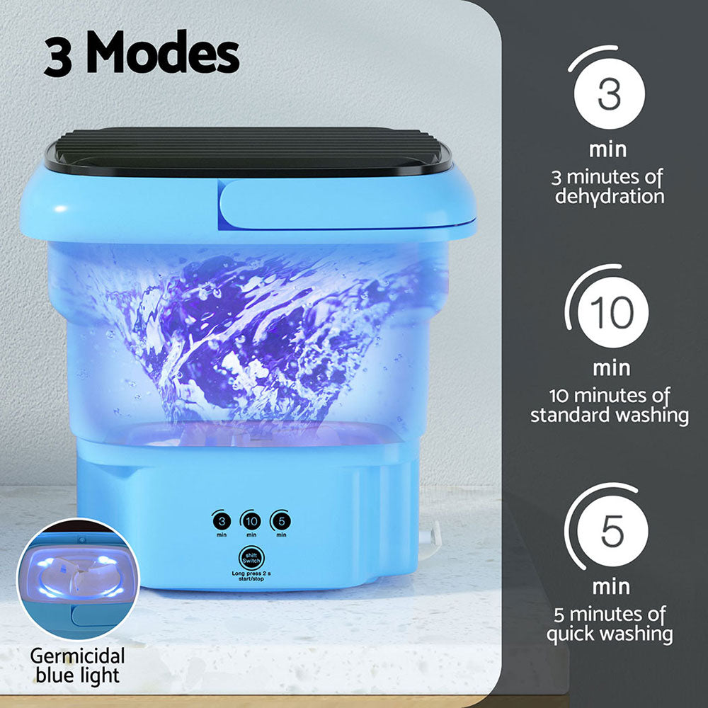 Compact Devanti 4.5L Travel Washing Machine in Blue