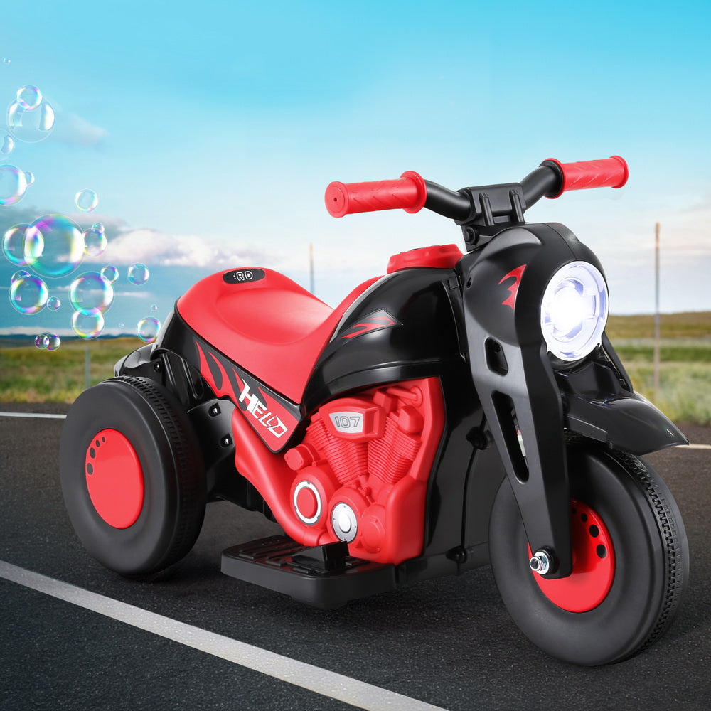 Rigo Red Electric Kids Motorcycle with Bubble Maker - 6V Ride On Toy