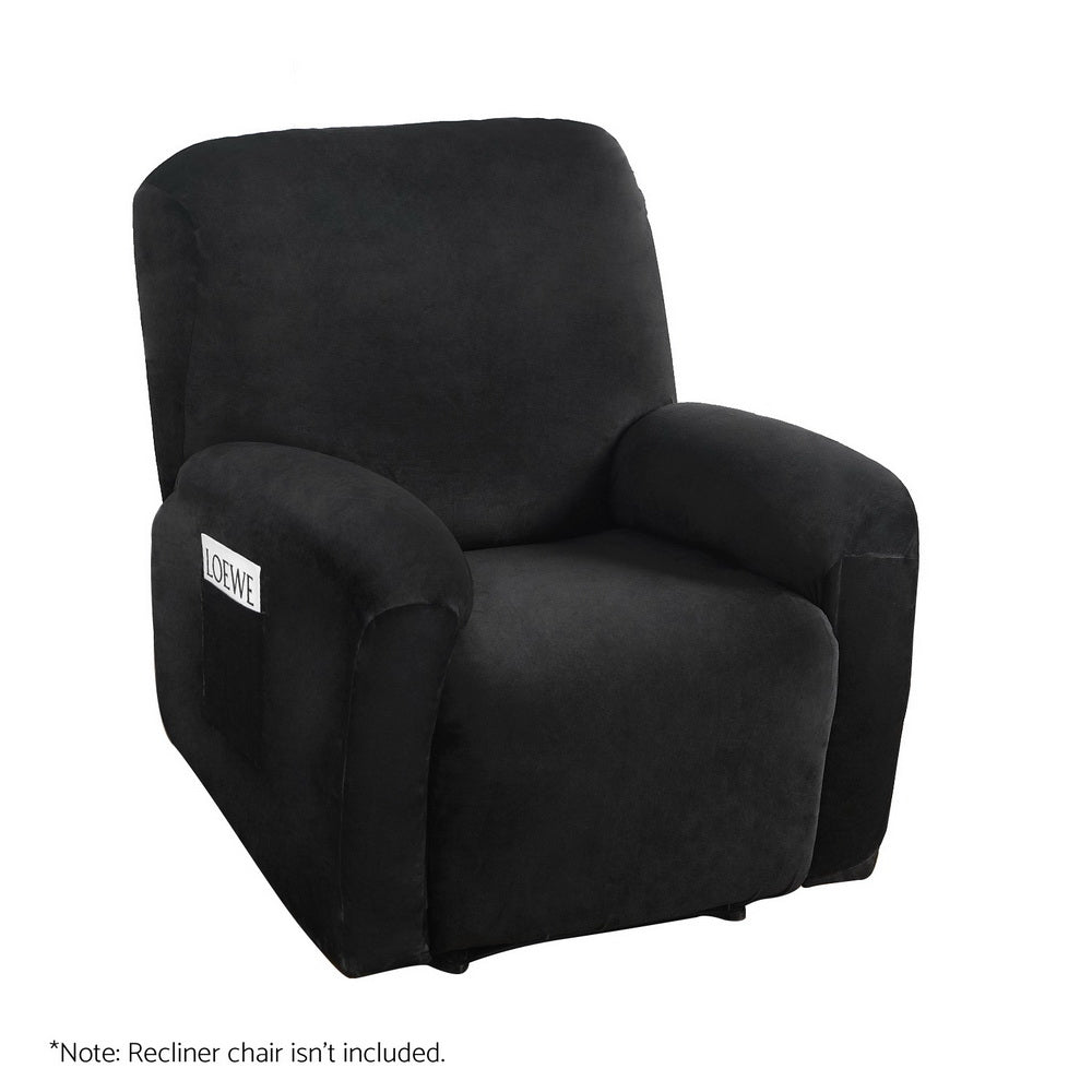 Luxurious Velvet 1-Seater Recliner Chair Cover in Black by Artiss