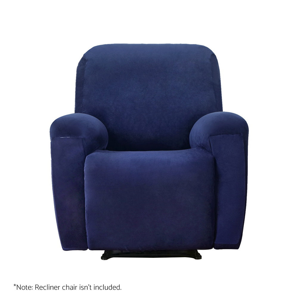 Luxurious Navy Velvet Recliner Chair Cover for 1 Seater