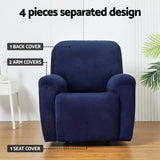 Luxurious Navy Velvet Recliner Chair Cover for 1 Seater