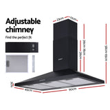 Devanti 900mm Range Hood 90cm Rangehood Black