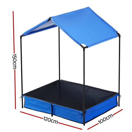 Keezi Outdoor Canopy Sandpit for Kids - 120cm Metal Sandbox with UV Protection Cover