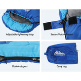 Weisshorn Sleeping Bag Kids Single 172cm Thermal Camping Hiking Blue