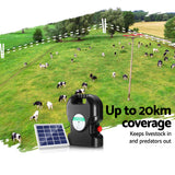 Giantz Fence Energiser 20KM Solar Powered 1.2J Electric