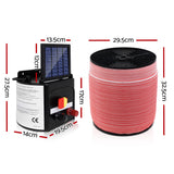 Giantz Fence Energiser 3KM Solar Powered Electric 2000M Poly Tape