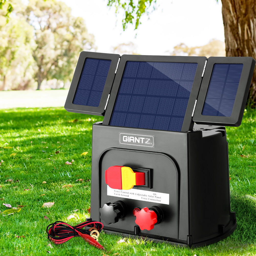 Giantz 3km Solar-Powered Electric Fence Energiser with 0.1J Output for Livestock Protection