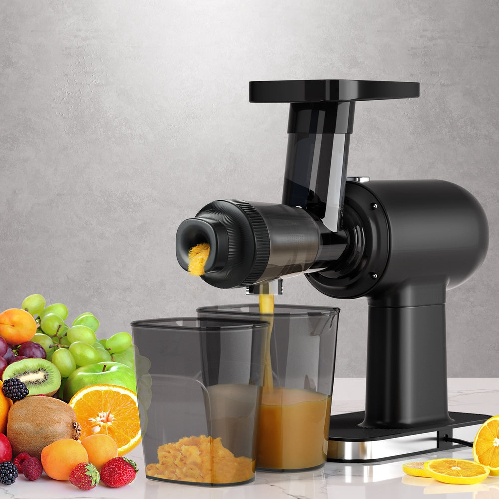 Devanti 160W Black Cold Press Masticating Juicer for Fresh Fruit Juice Extraction