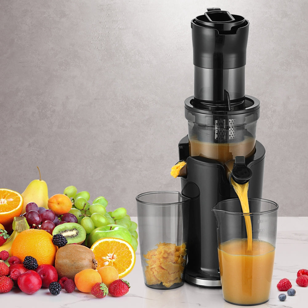 Devanti 200W Cold Press Masticating Juicer - Black Fruit Juice Extractor