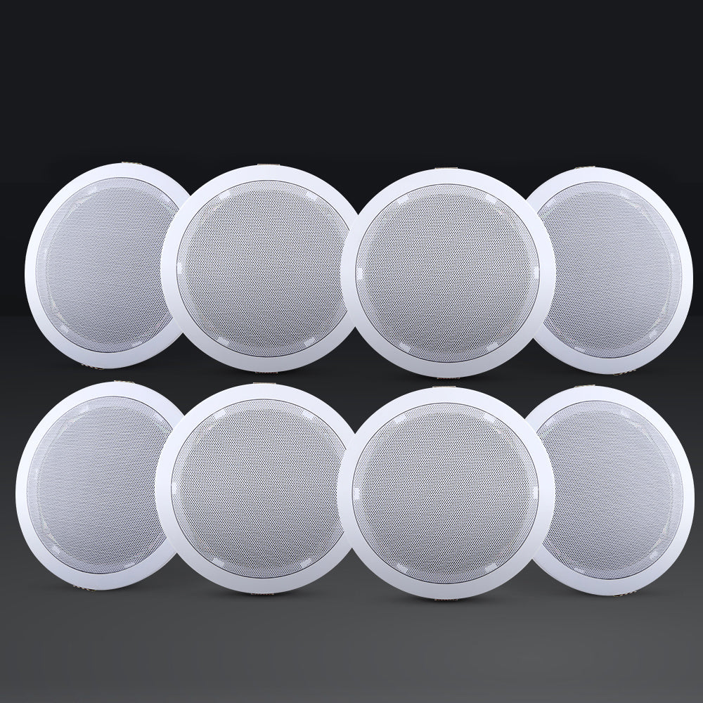 8-Pack 6-Inch In-Ceiling Speakers for Home Audio System - Powerful Tweeter Installations