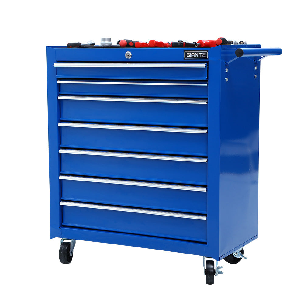 Giantz 7 Drawer Tool Box Cabinet Chest Trolley Storage Garage Toolbox Blue