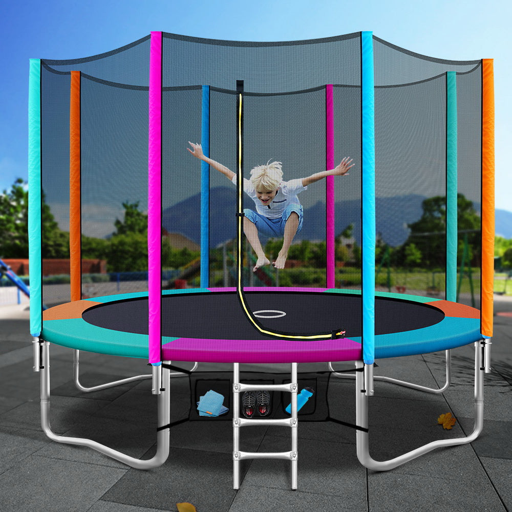 Everfit 12FT Trampoline for Kids w/ Ladder Enclosure Safety Net Pad Gift Round