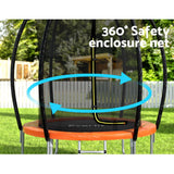 Everfit 6FT Trampoline for Kids w/ Ladder Enclosure Safety Net Rebounder Orange