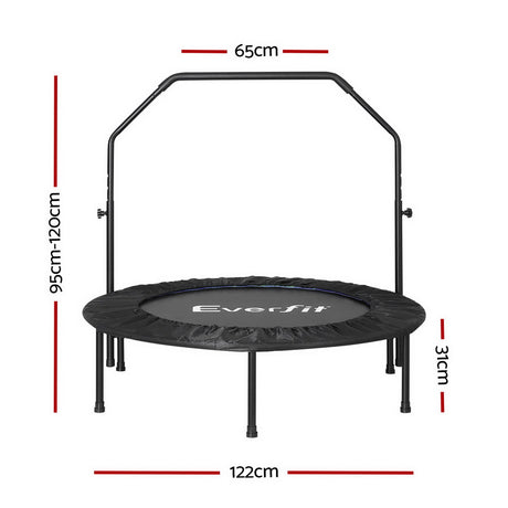 Everfit 48-Inch Round Trampoline for Kids - Adjustable Handrail Fitness Equipment in Blue