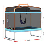 Everfit 6FT Trampoline for Kids w/ Enclosure Safety Net Swing Rectangle Orange