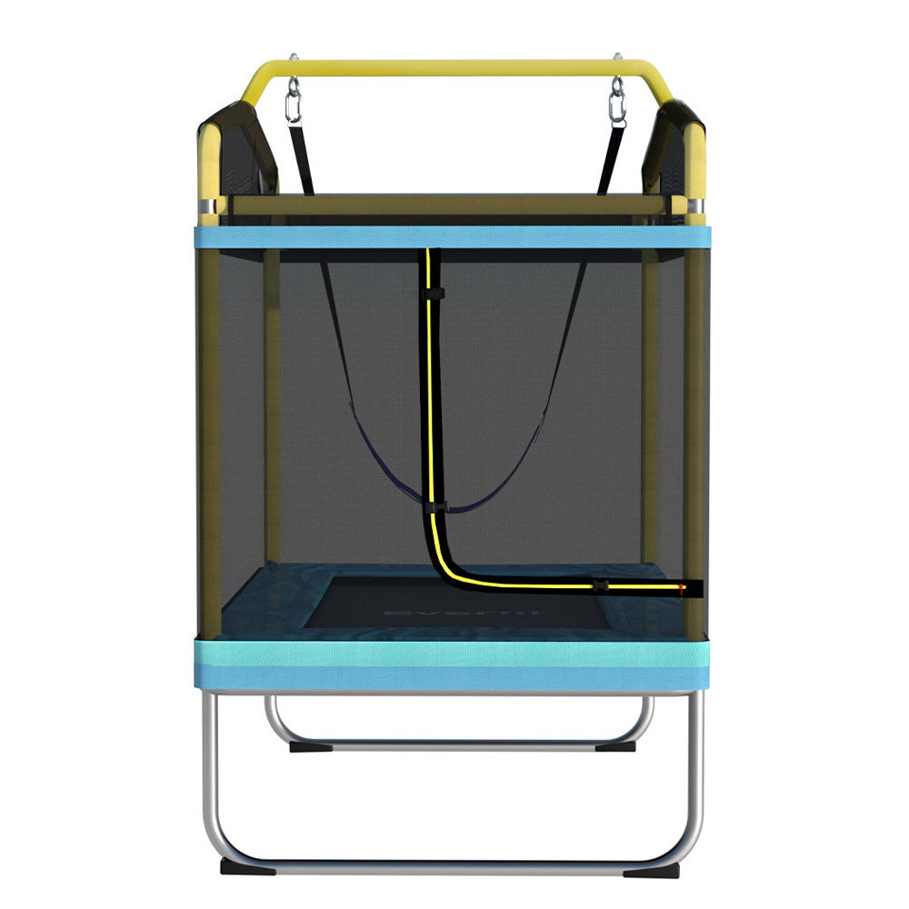 Everfit 6FT Trampoline for Kids w/ Enclosure Safety Net Swing Rectangle Yellow