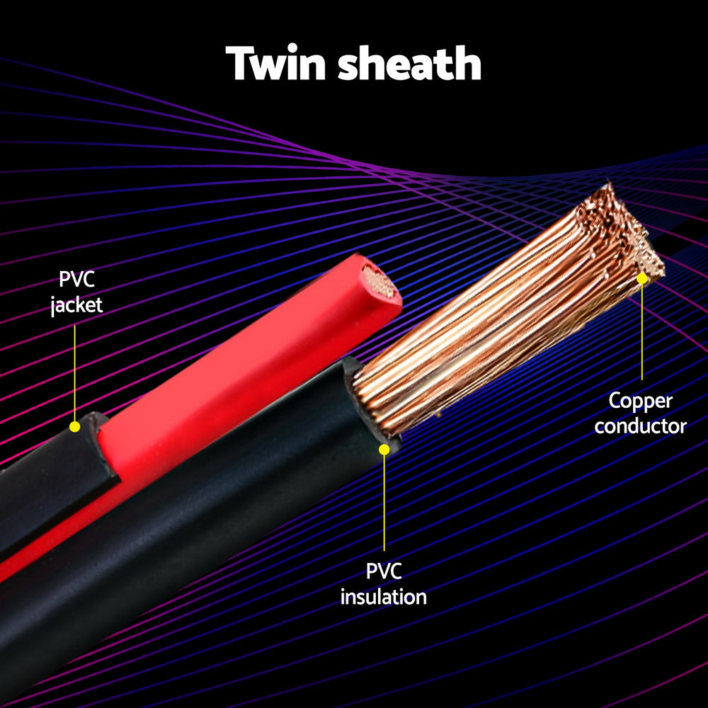 Giantz 5MM 30M SAA-Certified Twin Core PVC Automotive Electrical Cable