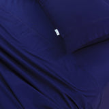 Navy Blue Vintage Washed 100% Egyptian Cotton 500TC Double Bed Sheets Set by Elan Linen