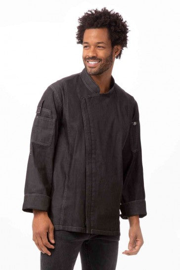 Gramercy Men's Denim Black Zipper L Chef Jacket by Chef Works