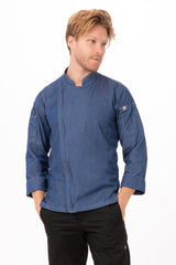 Gramercy Men's Denim Indigo Blue 3XL Zipper Chef Jacket by Chef Works