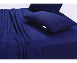 Elan Linen 100% Egyptian Cotton Vintage Washed 500TC Navy Blue Bedding Set for Single Bed