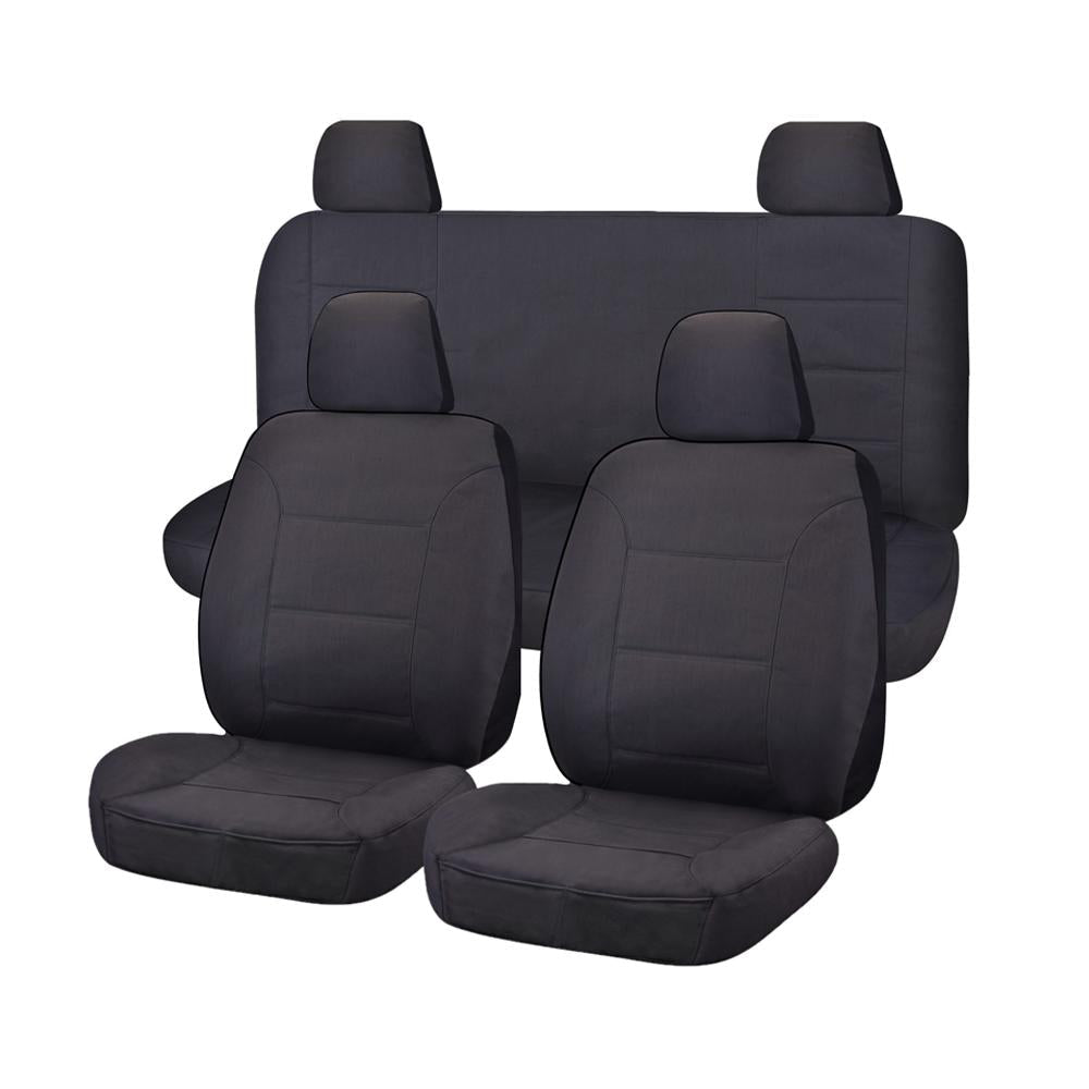 Custom Fit Charcoal Canvas Seat Covers for Nissan Navara D23 NP300 Dual Cab (2015-2017) - All Terrain Protection