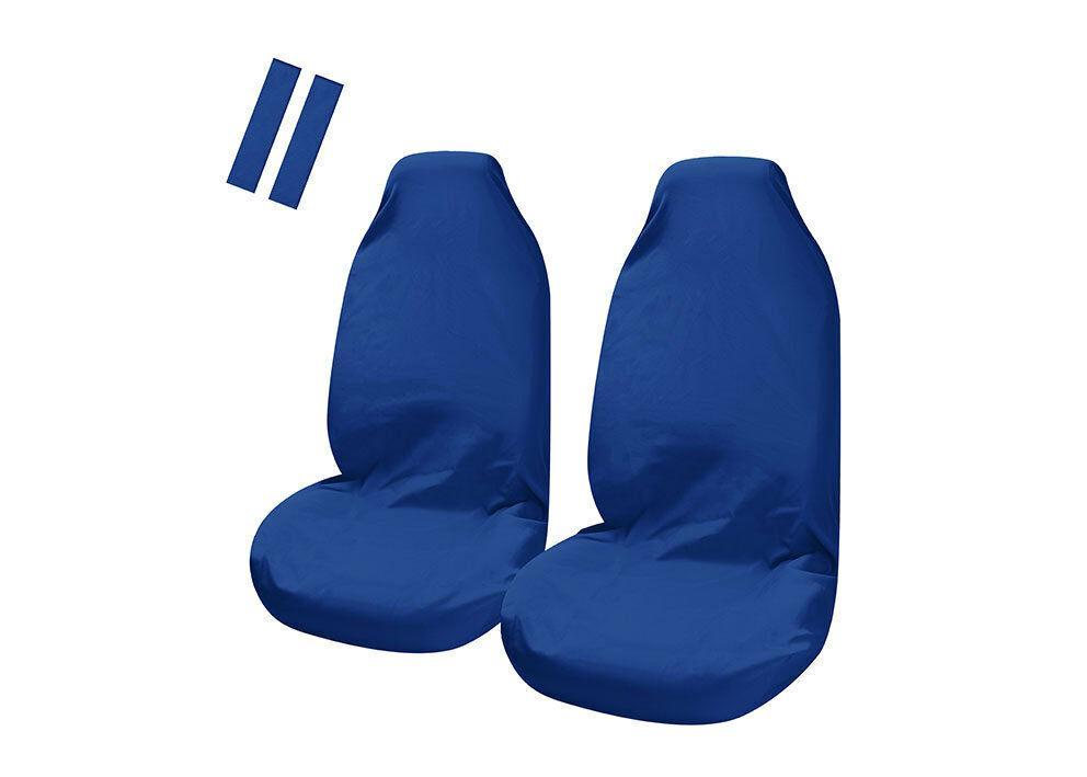 Universal Pulse Throwover Front Seat Covers - Bonus Seat Belt Buddies | Blue