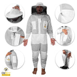 OZBee Premium Full Suit 3 Layer Mesh Ultra Cool Ventilated Round Head Beekeeping Protective Gear Size  M