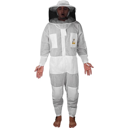 OZBee Premium Full Suit 3 Layer Mesh Ultra Cool Ventilated Round Head Beekeeping Protective Gear Size  4XL