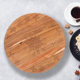 Bread and Butter 18 Inch Wooden Lazy Susan Tray - Wood Snowflake - Side View