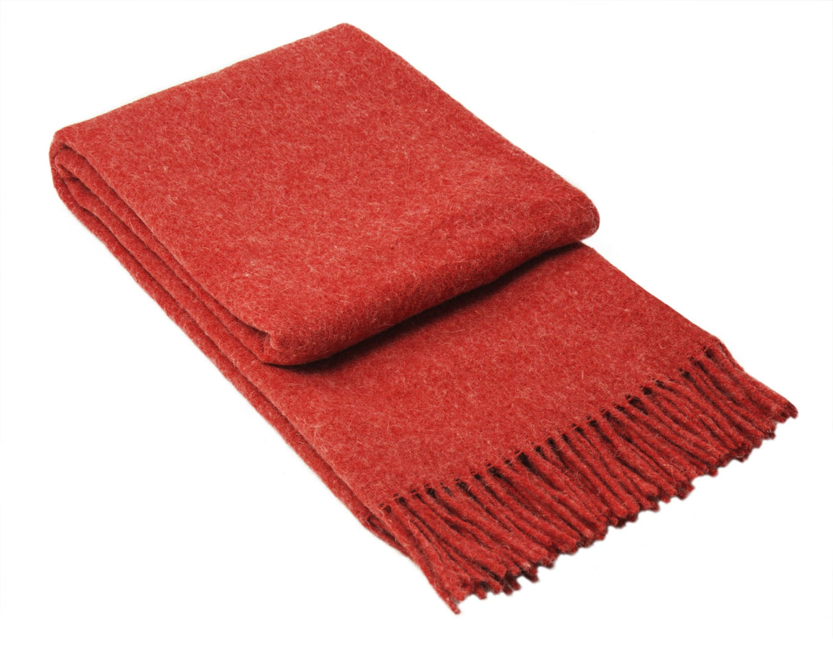 Brighton Wool Throw Blanket - Cherry Red - 100% New Zealand Wool