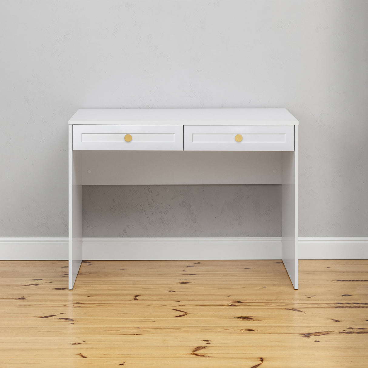 ODESSA DESK - WHITE - HAMPTONS - ROUND BRASS