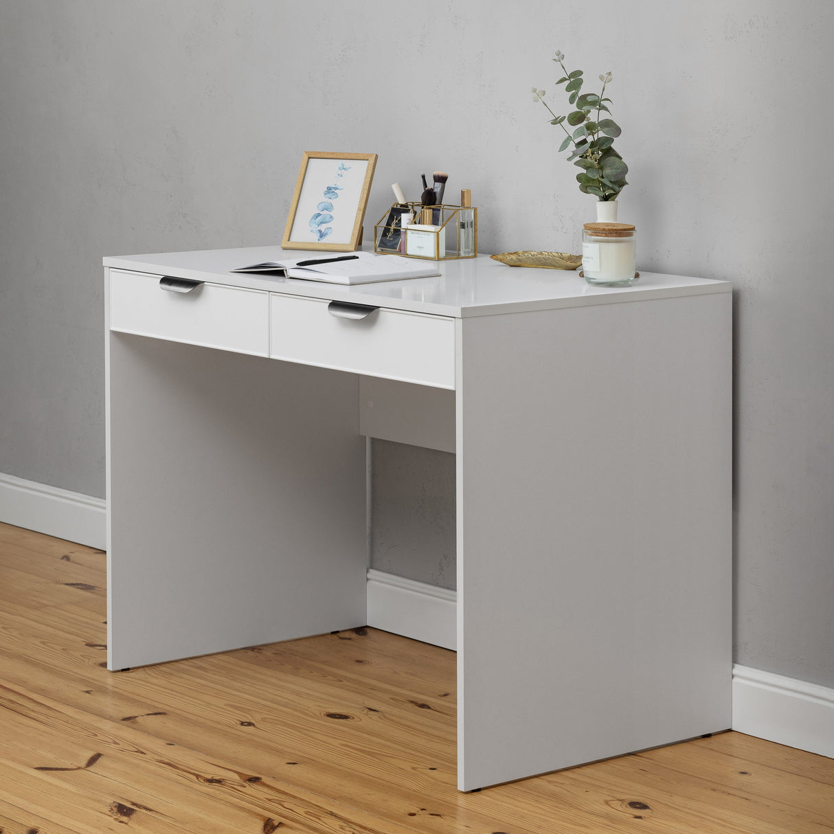 ODESSA DESK - WHITE - SLIM - PULL BLACK