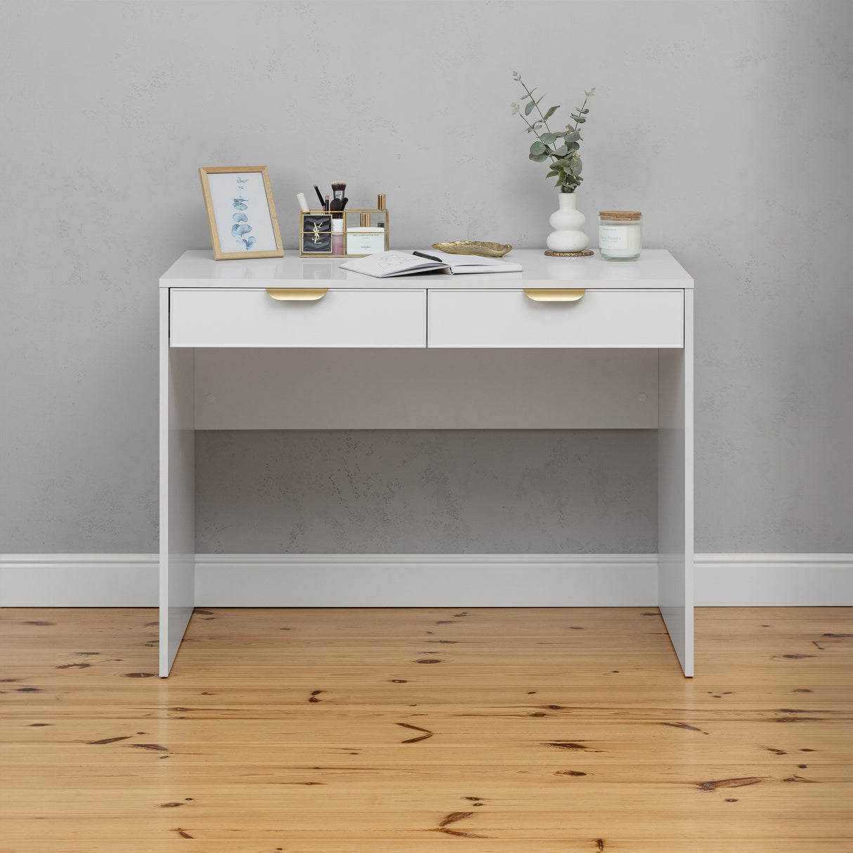 ODESSA DESK - WHITE - SLIM - PULL BRASS