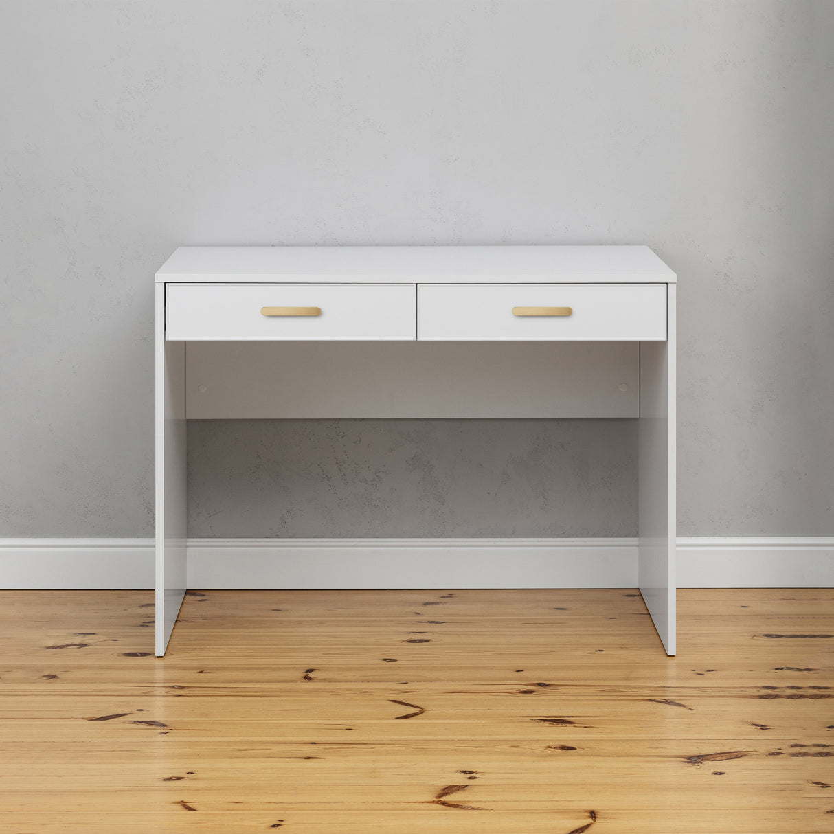 ODESSA DESK - WHITE - SLIM - OVAL BRASS