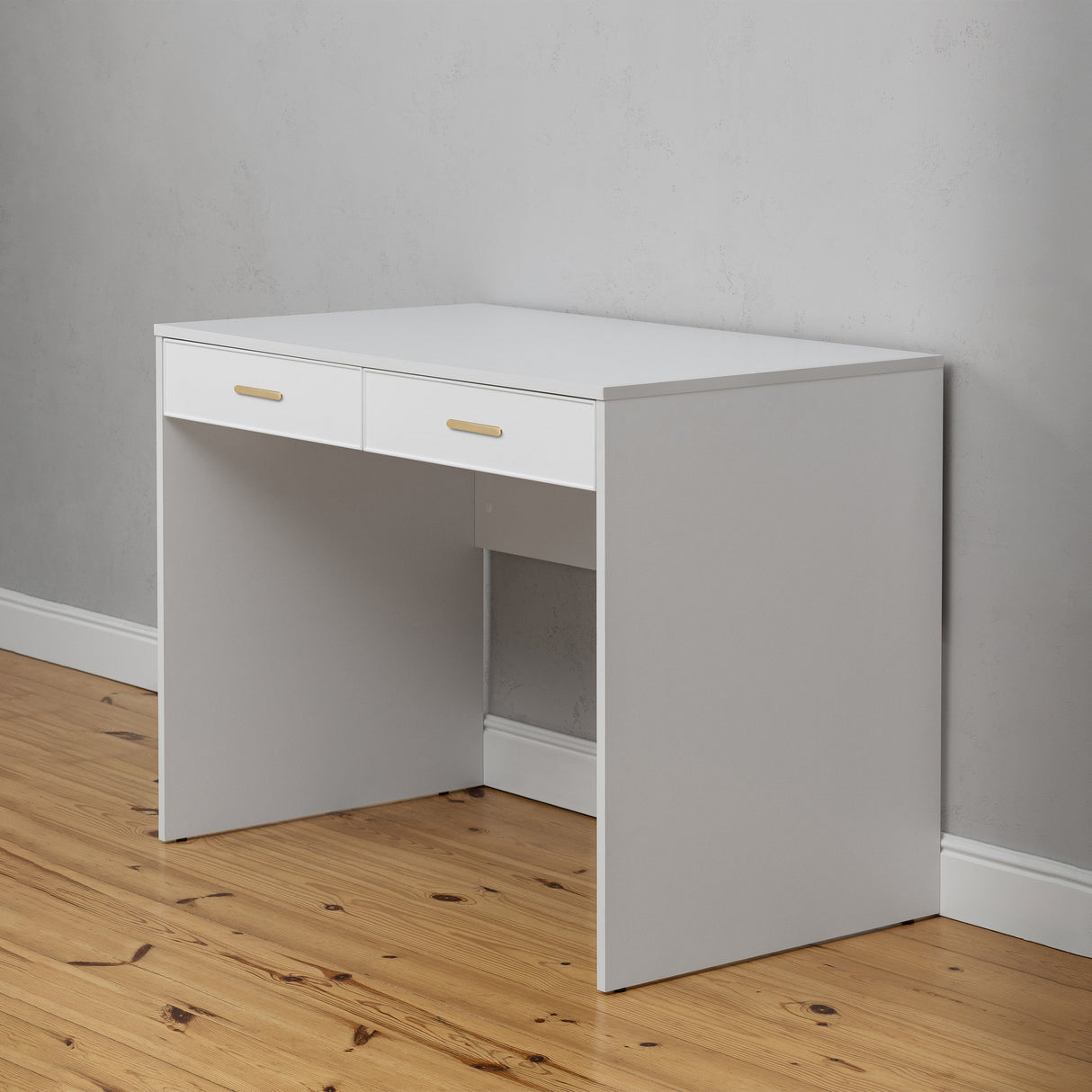 ODESSA DESK - WHITE - SLIM - OVAL BRASS